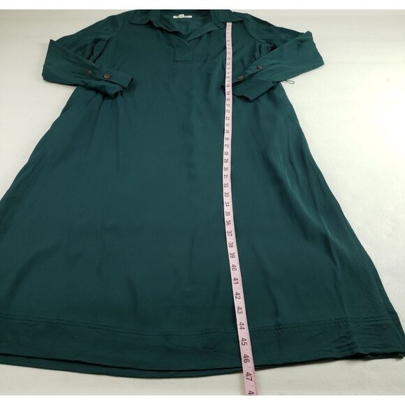 Boden Long Sleeve Maxi Dress Womens 12 R Green Collared Pullover Pocket *No Tie* - Picture 15 of 16